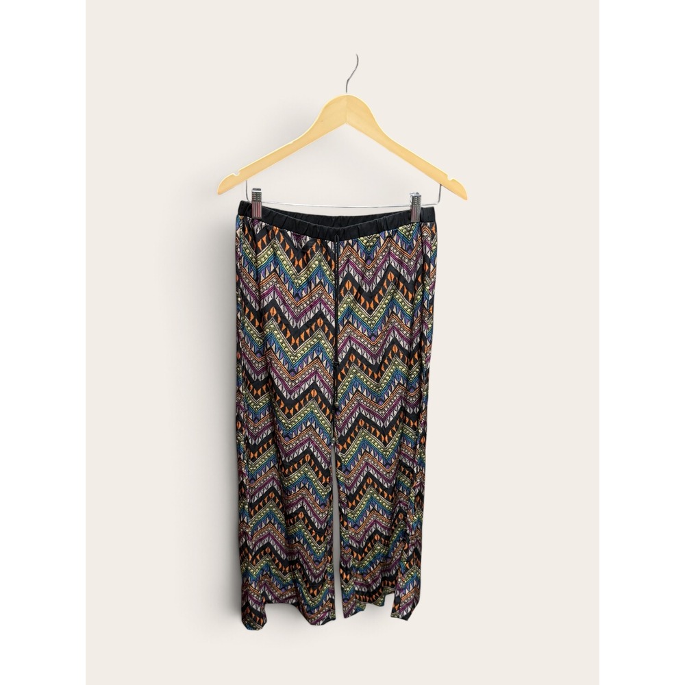 Love Tree Womens Small Multicolor Chevron Geometric Wide Leg Flowy Boho Pants